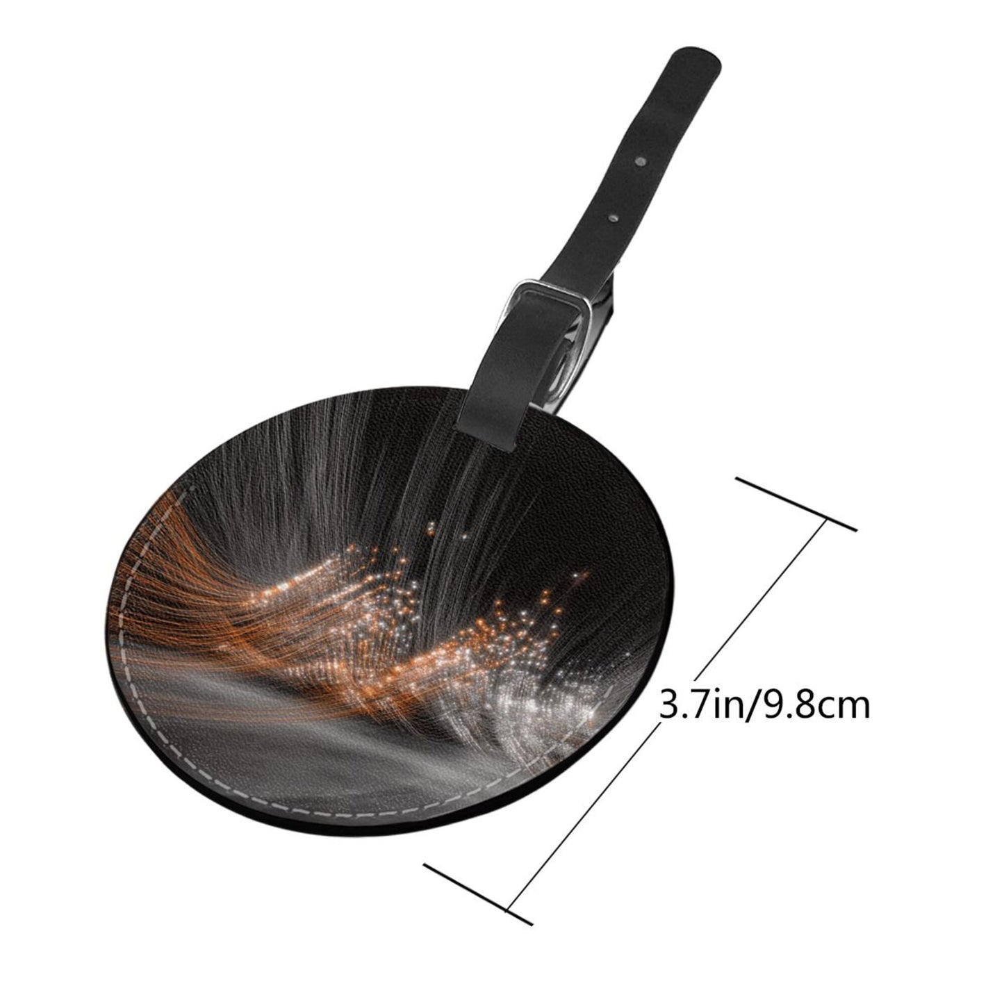 Round Leather Luggage Tag with Galaxy Beam Design – Durable Waterproof Travel Identifier