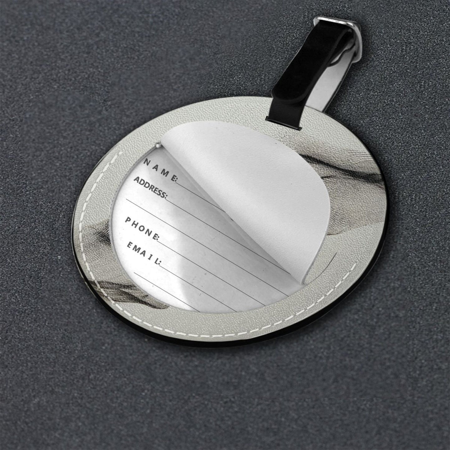 Round Leather Luggage Tag – Stylish PU Leather Travel Identifier, Durable Scratch-Resistant & Waterproof Baggage Label, 3.7 inch / 9.8 cm, Perfect for Business and Leisure